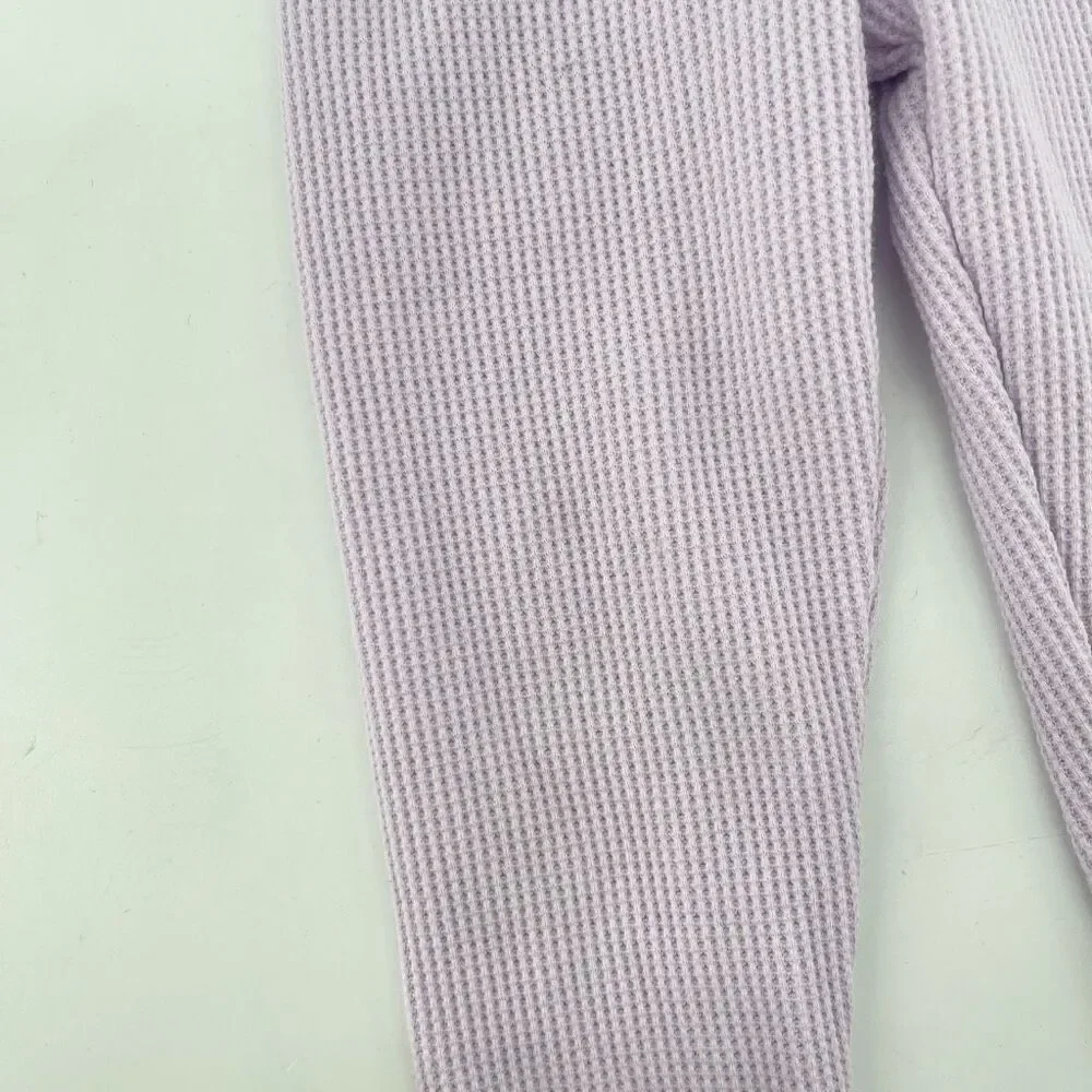 Girls 18M Purple Striped Ruffle Sweatshirt Waffle Knit Leggings 2pc Playwear Set
